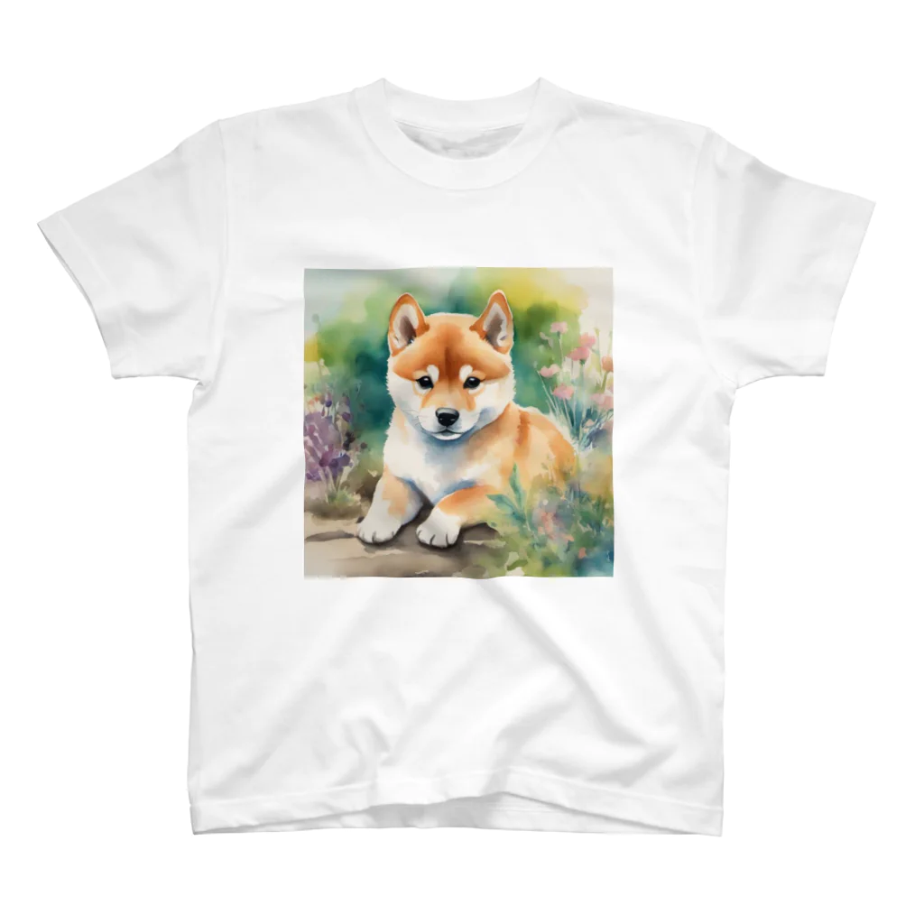 こころやすらぐの水彩子犬　柴犬 Regular Fit T-Shirt