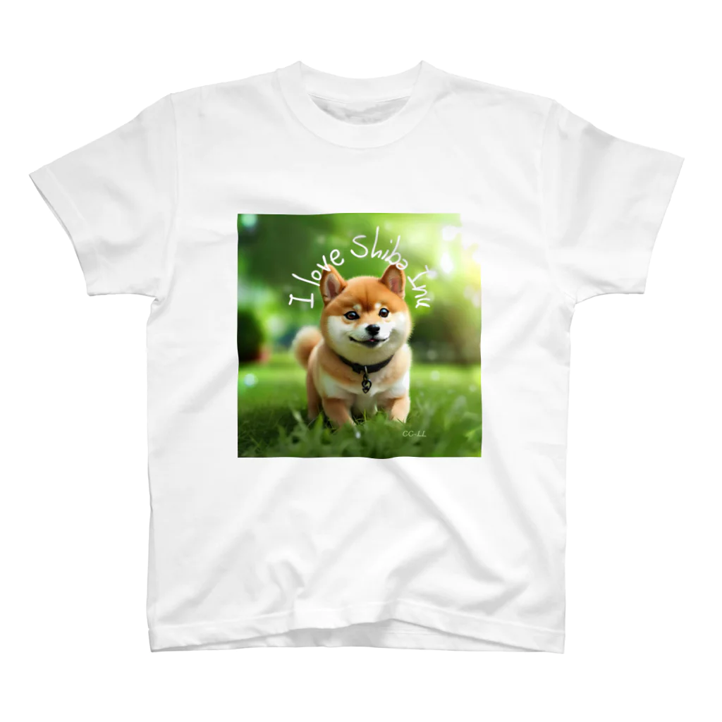 CC-LL (クク・ルル)の【柴犬】片面プリント フォトリアル Regular Fit T-Shirt