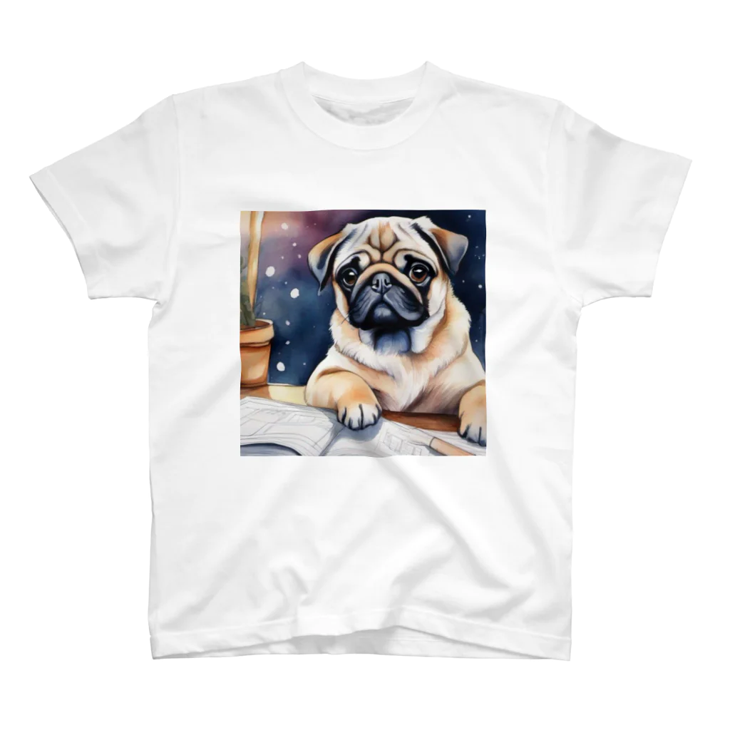 こころやすらぐの水彩子犬　パグ Regular Fit T-Shirt