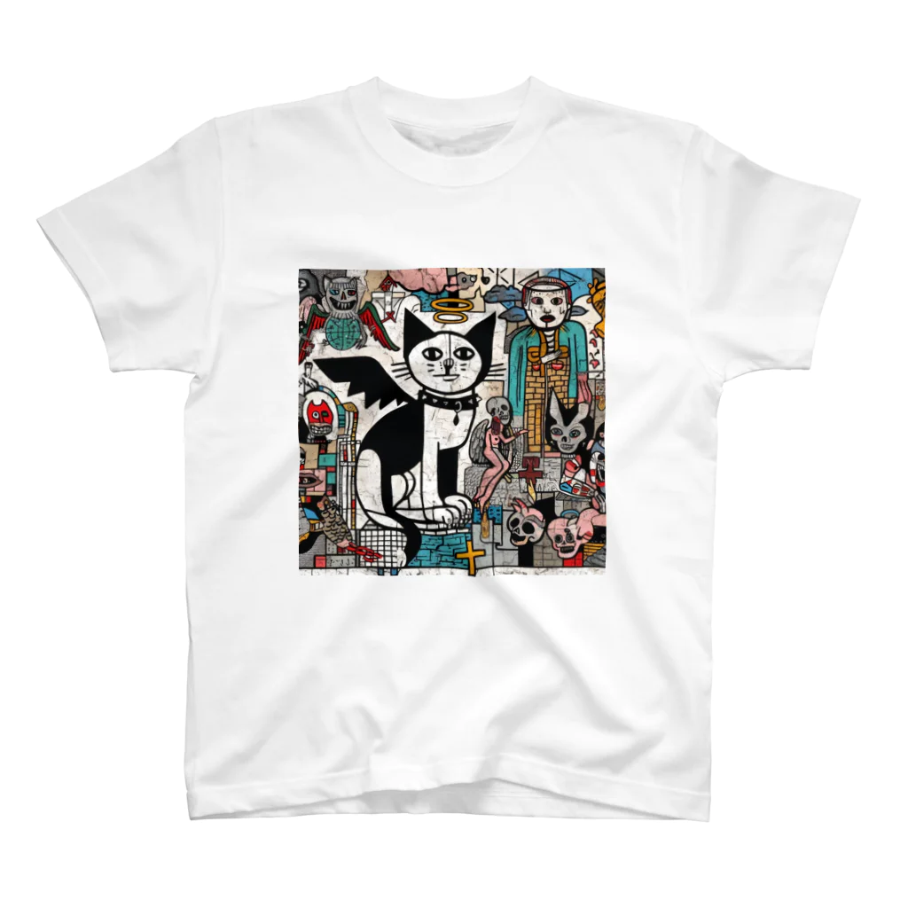 たまや@猫グッズの堕天使な猫 Regular Fit T-Shirt