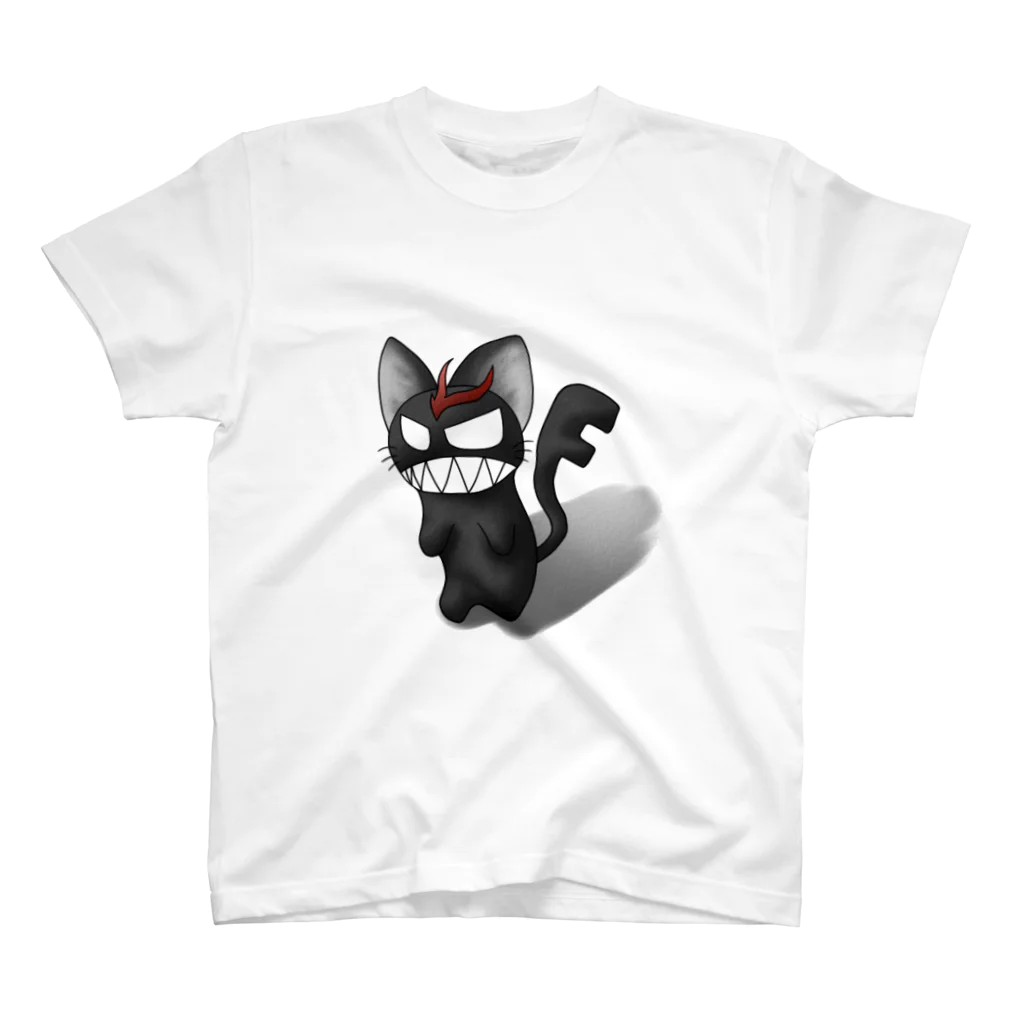 黒猫の鍵尻尾の黒猫 Regular Fit T-Shirt