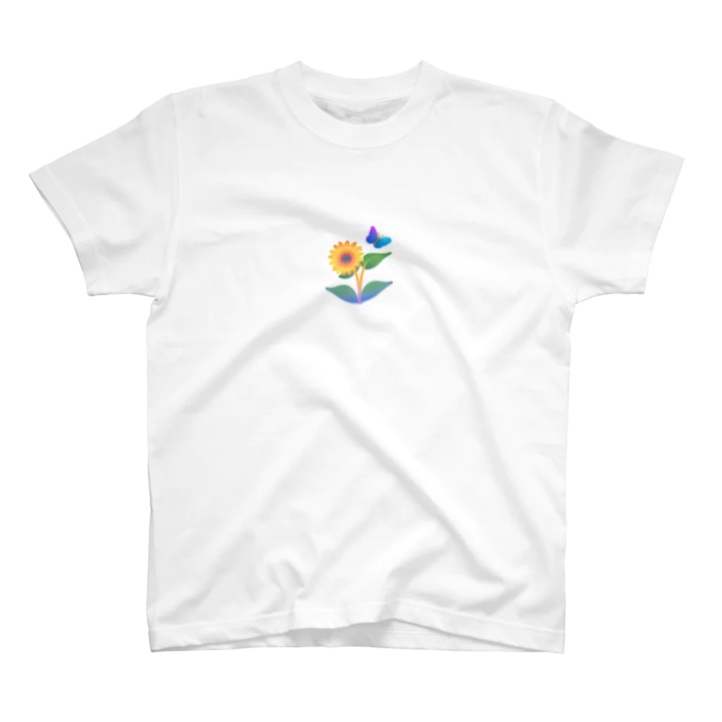 Flower Twinkleの黄色花と蝶 スタンダードTシャツ