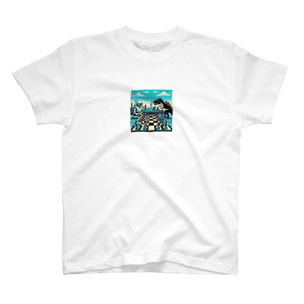 ワワジジドットクラブのドットロボットと恐竜のチェスゲームのドット絵B スタンダードTシャツ