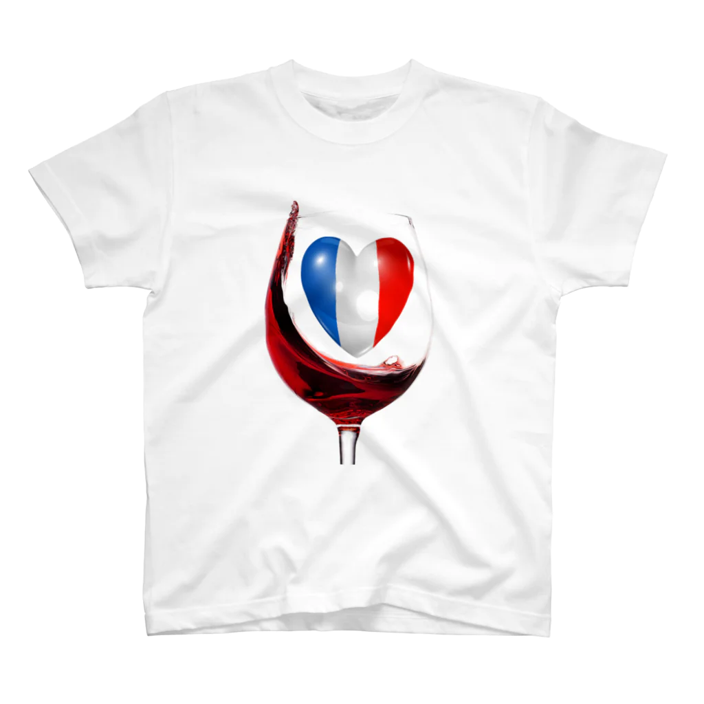 WINE 4 ALLの国旗とグラス：フランス（衣類） スタンダードTシャツ