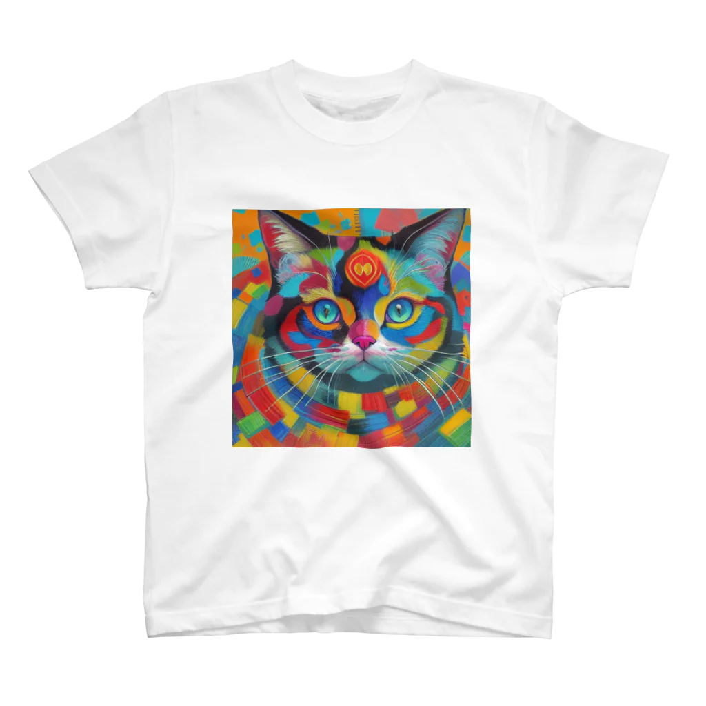 629_CAT_ARTのカラフルキャット Regular Fit T-Shirt