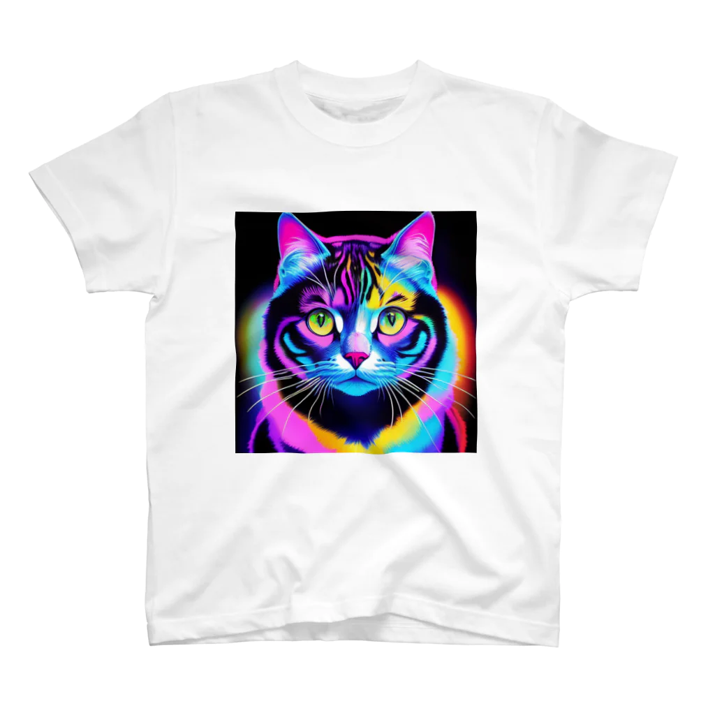 629_CAT_ARTのカラフルサイバーキャット vol2 Regular Fit T-Shirt