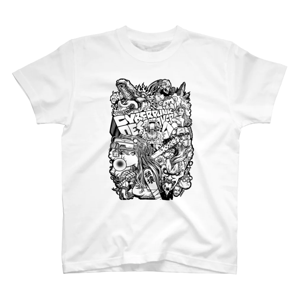 FLYACEのCYBERPUNK DESTROYER (MONOCHROME) スタンダードTシャツ