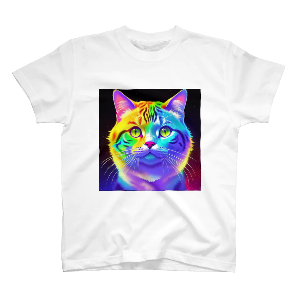 629_CAT_ARTのカラフルサイバーキャット vol3 スタンダードTシャツ