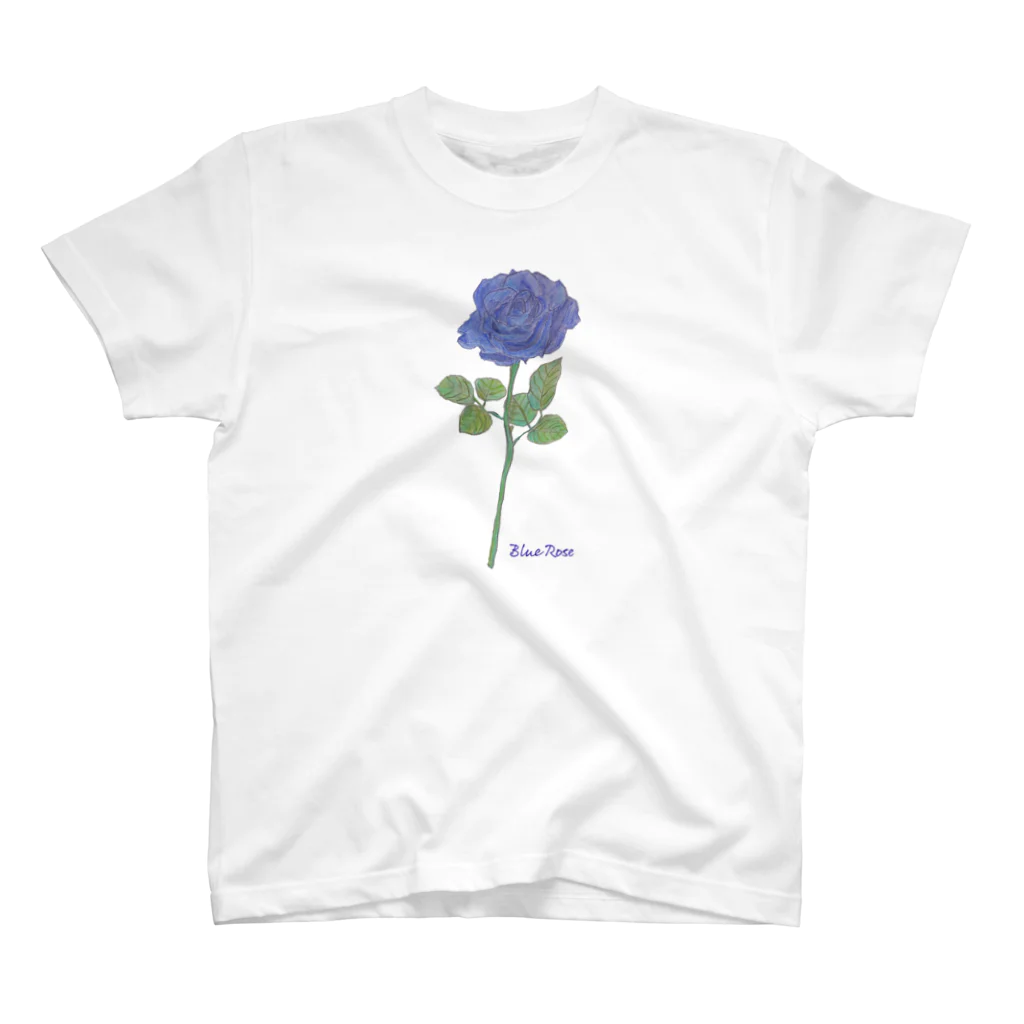 水色プリントの夢叶う青い薔薇 スタンダードTシャツ