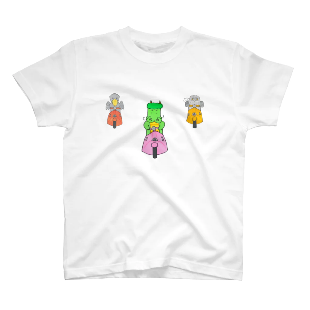 森図鑑の[森図鑑] 龍とハシビロコウとガマグチヨタカのツーリング Regular Fit T-Shirt