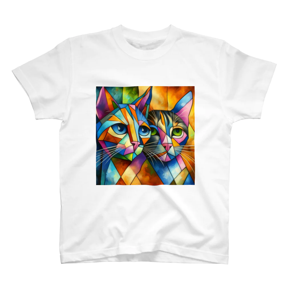 ニャーちゃんショップのピカソが描いたような猫たち Regular Fit T-Shirt