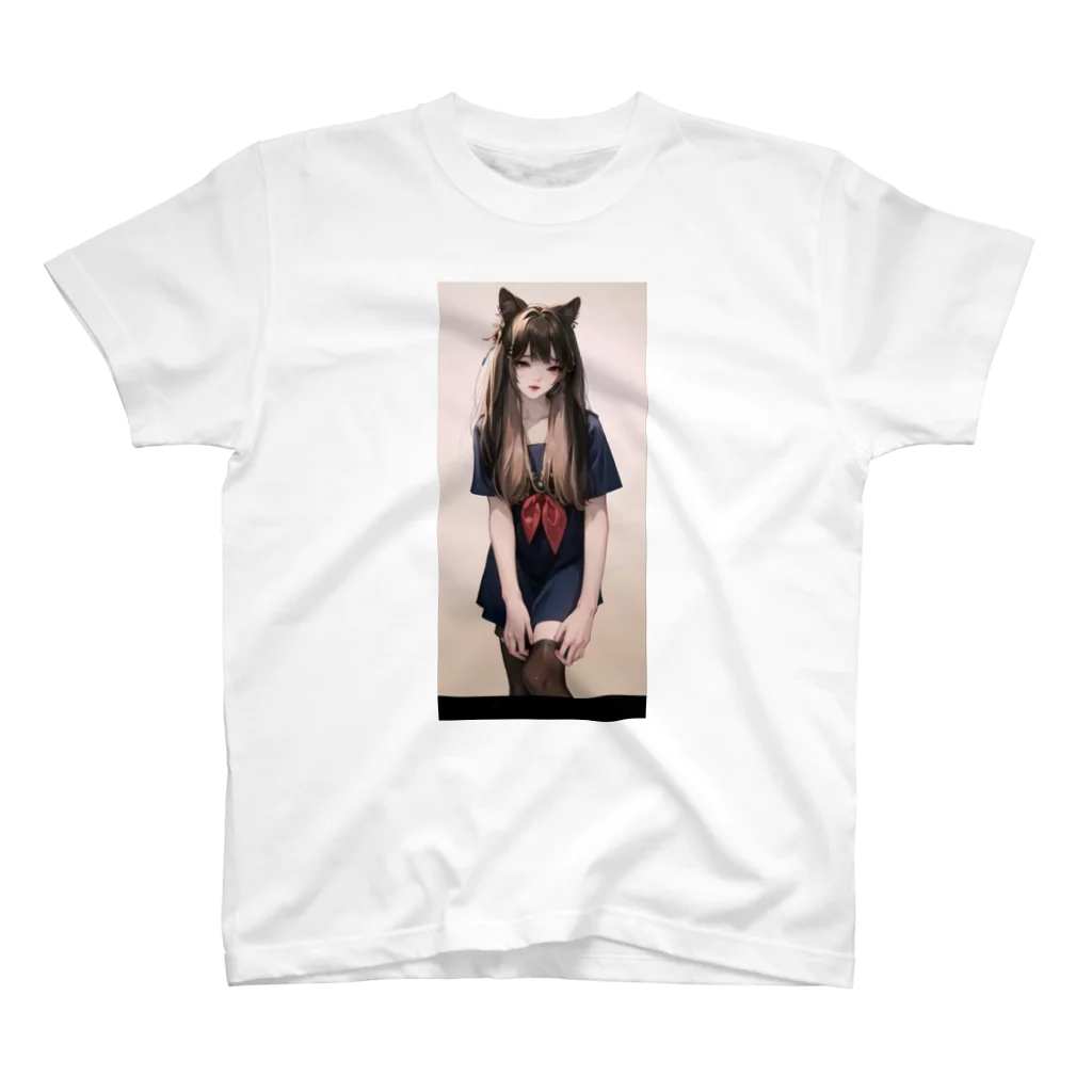 ラッキーLOVEの猫耳セーラー地雷っ娘 スタンダードTシャツ