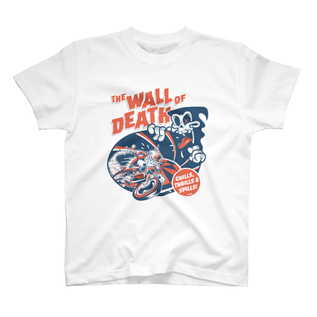 El Pinoのthe Wall of Death : Navy / Red Regular Fit T-Shirt