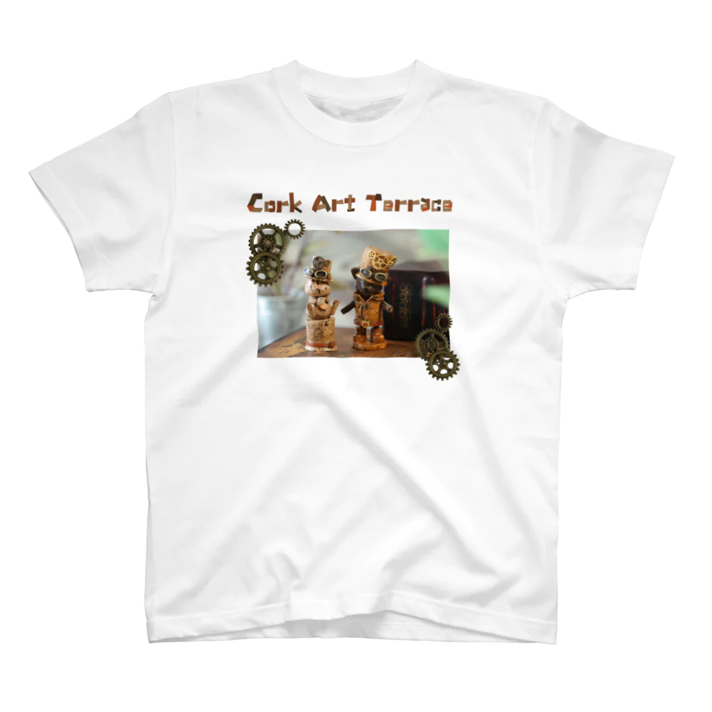 コルクアートテラス　Cork-Art-Terraceのネコさんとシマリスさんのコルク人形のTシャツ スタンダードTシャツ