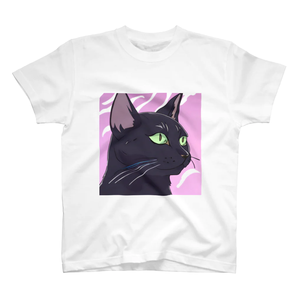 73GTCのかっこいい黒猫3 スタンダードTシャツ