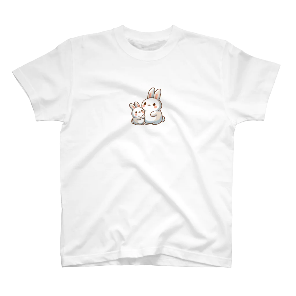 mitsu5872のふんわり愛情：ウサギ親子のぬくもり スタンダードTシャツ