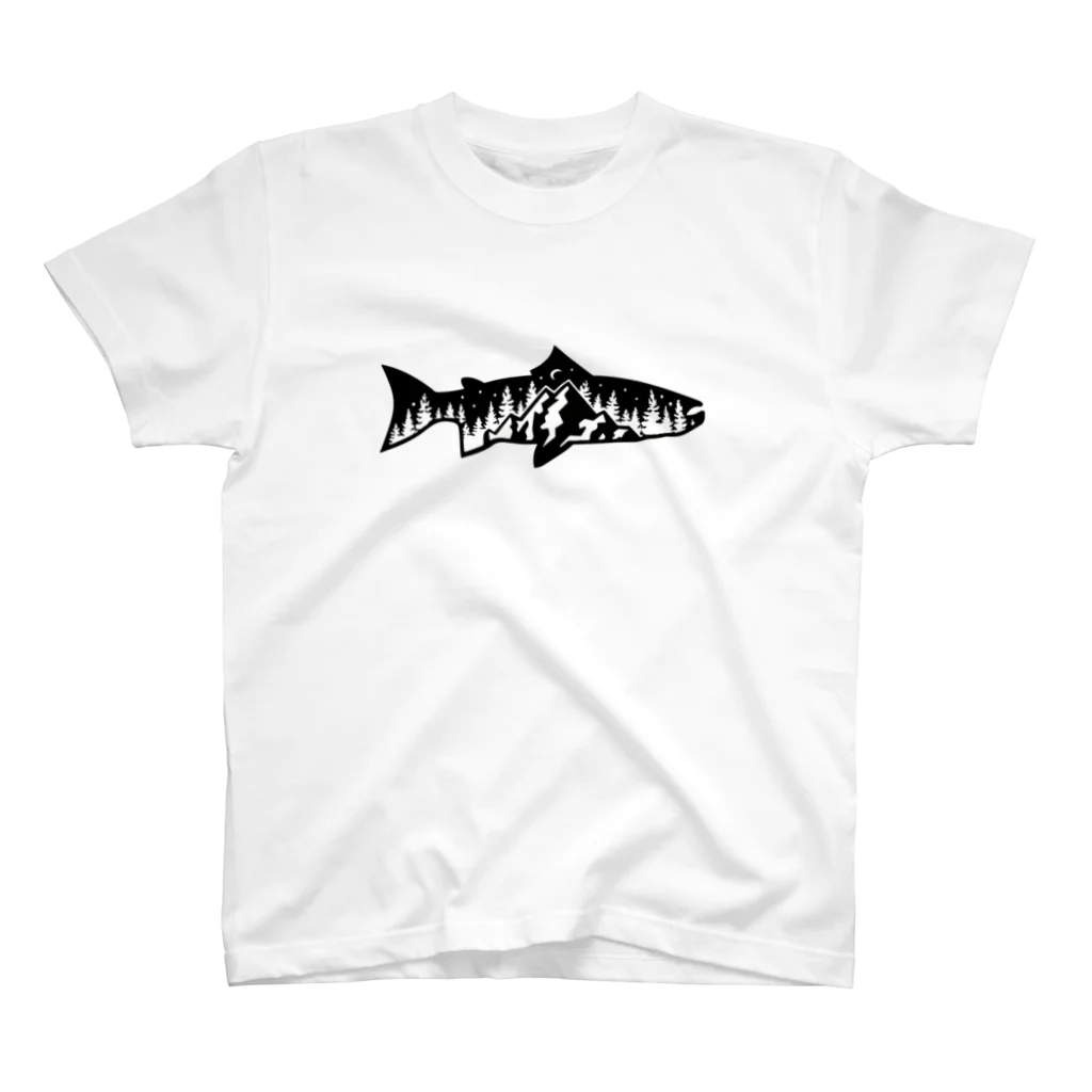 No Fishing No Life の山？　魚？ スタンダードTシャツ