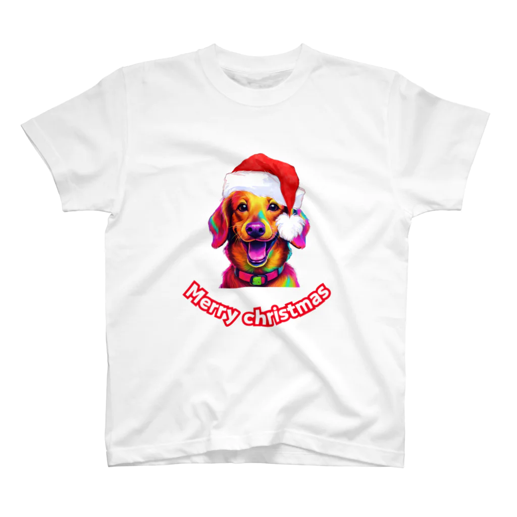 wawmplansのミニチュアダックスフンド　メリークリスマス スタンダードTシャツ