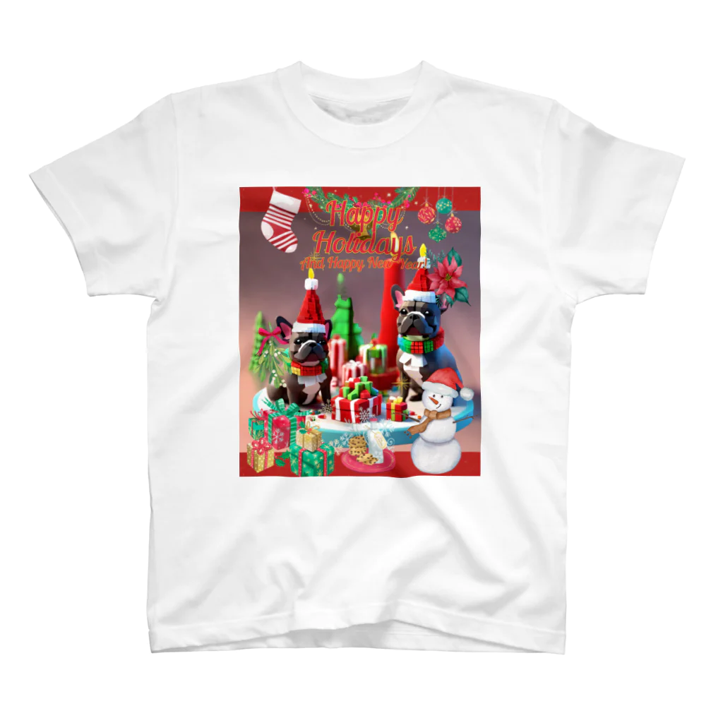 SimplyEmporiumのHappy Holidays to Two Puppies スタンダードTシャツ