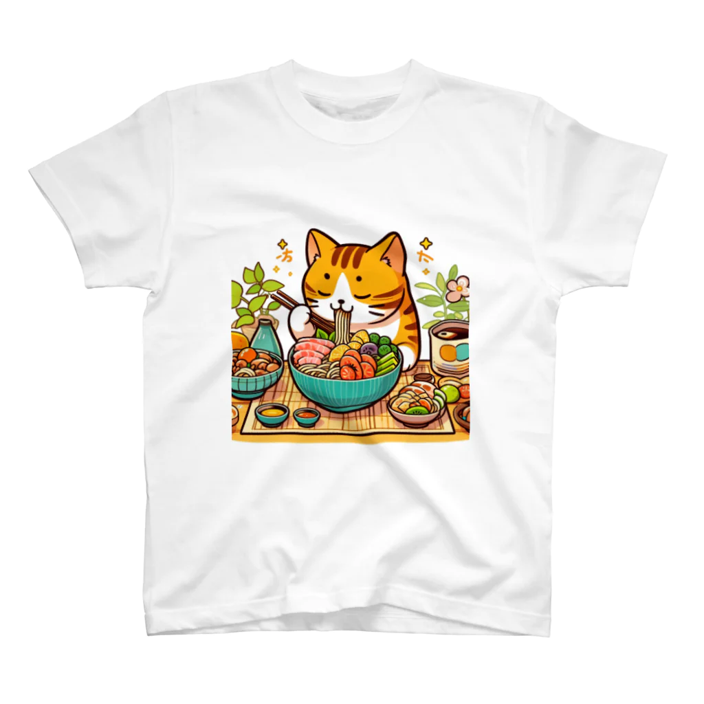zuuu-のお上品に食事をする猫様 スタンダードTシャツ