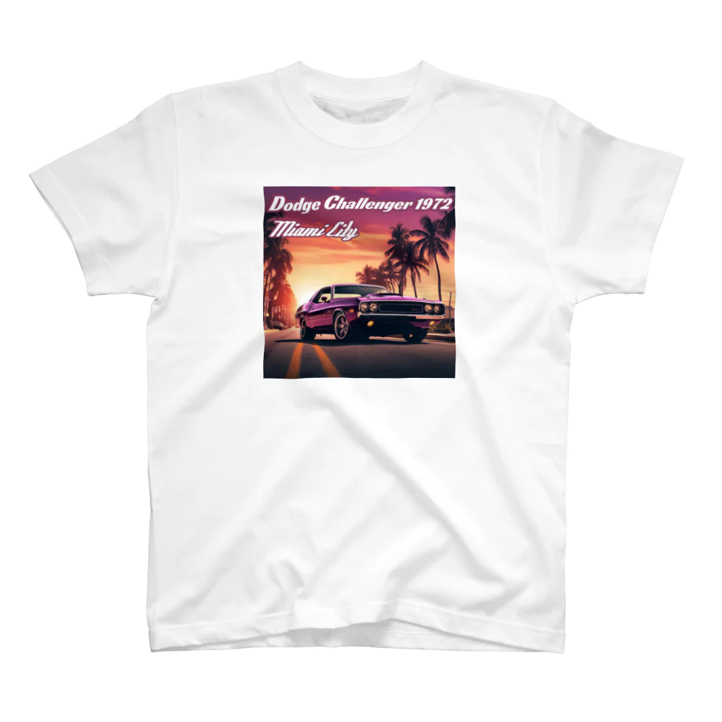 ｱｰﾄｷﾞｬﾗﾘｰ こっそり堂 (笑のDodge Challenger 1972 Miami cityモンスターマシーン スタンダードTシャツ