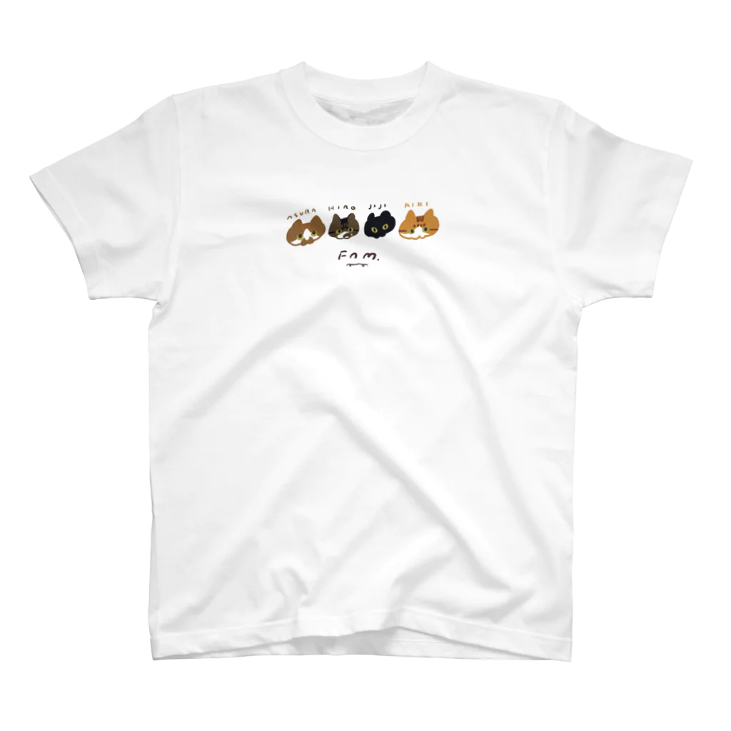 ハマダ豆丸:mmmrのねこちゃんファミリー(デフォルメ) スタンダードTシャツ