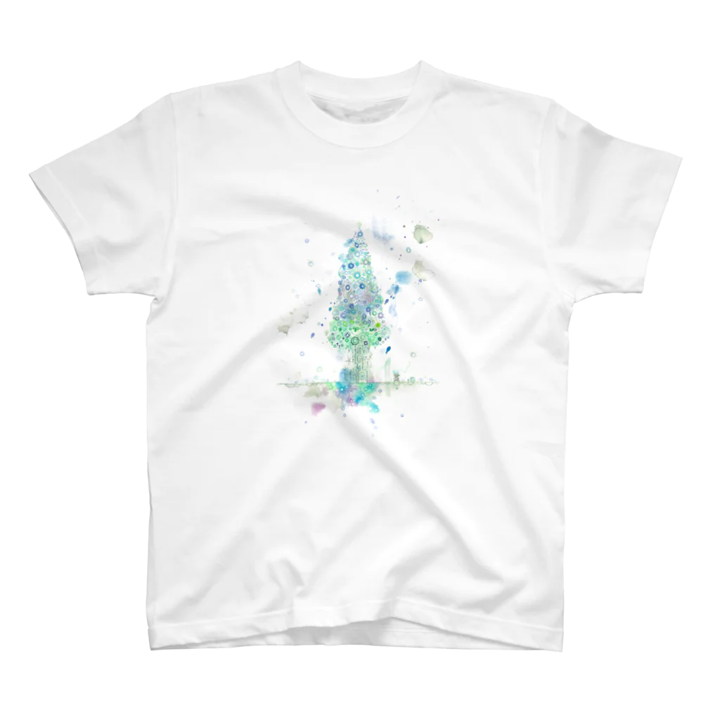 おひるねのゆめ-nats:u:mi-の葉車-雪つもるもみの木- スタンダードTシャツ