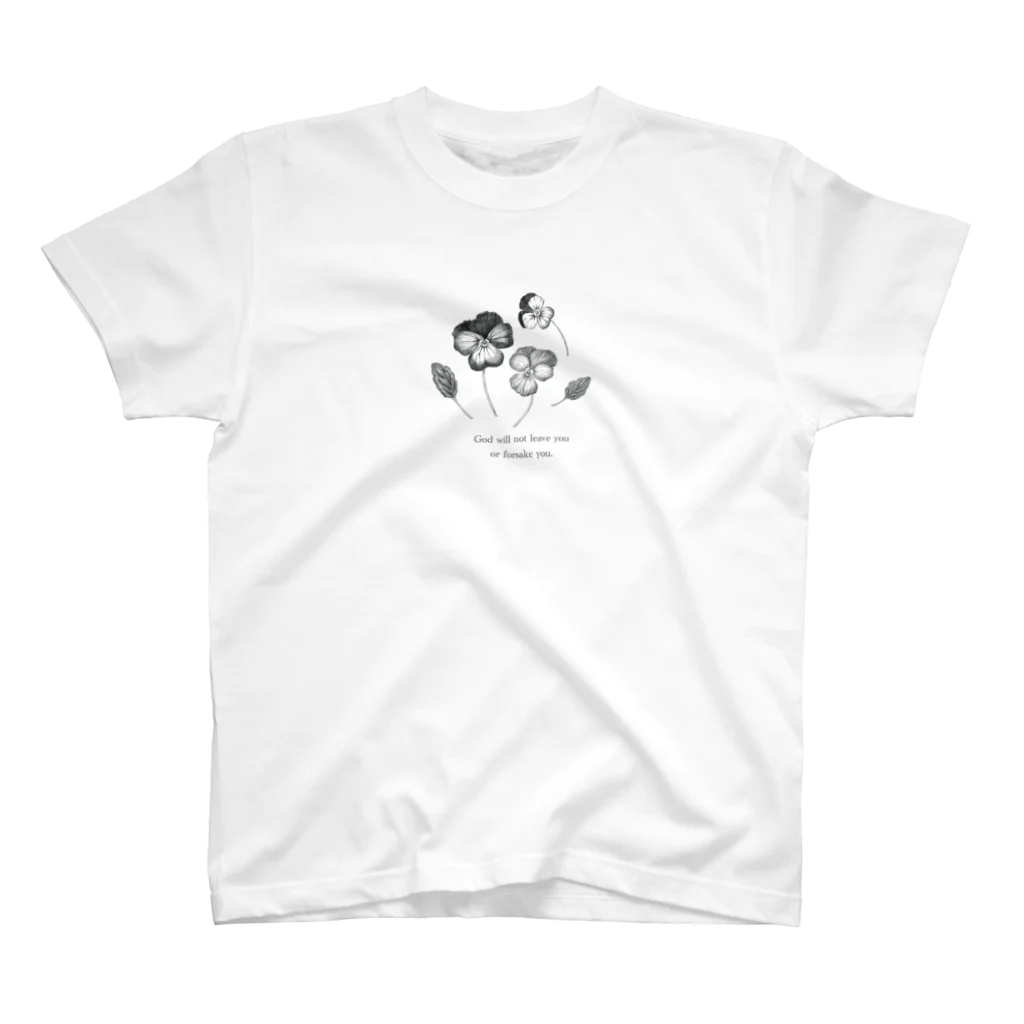 すずめ工房のボタニカル柄　パンジー 티셔츠