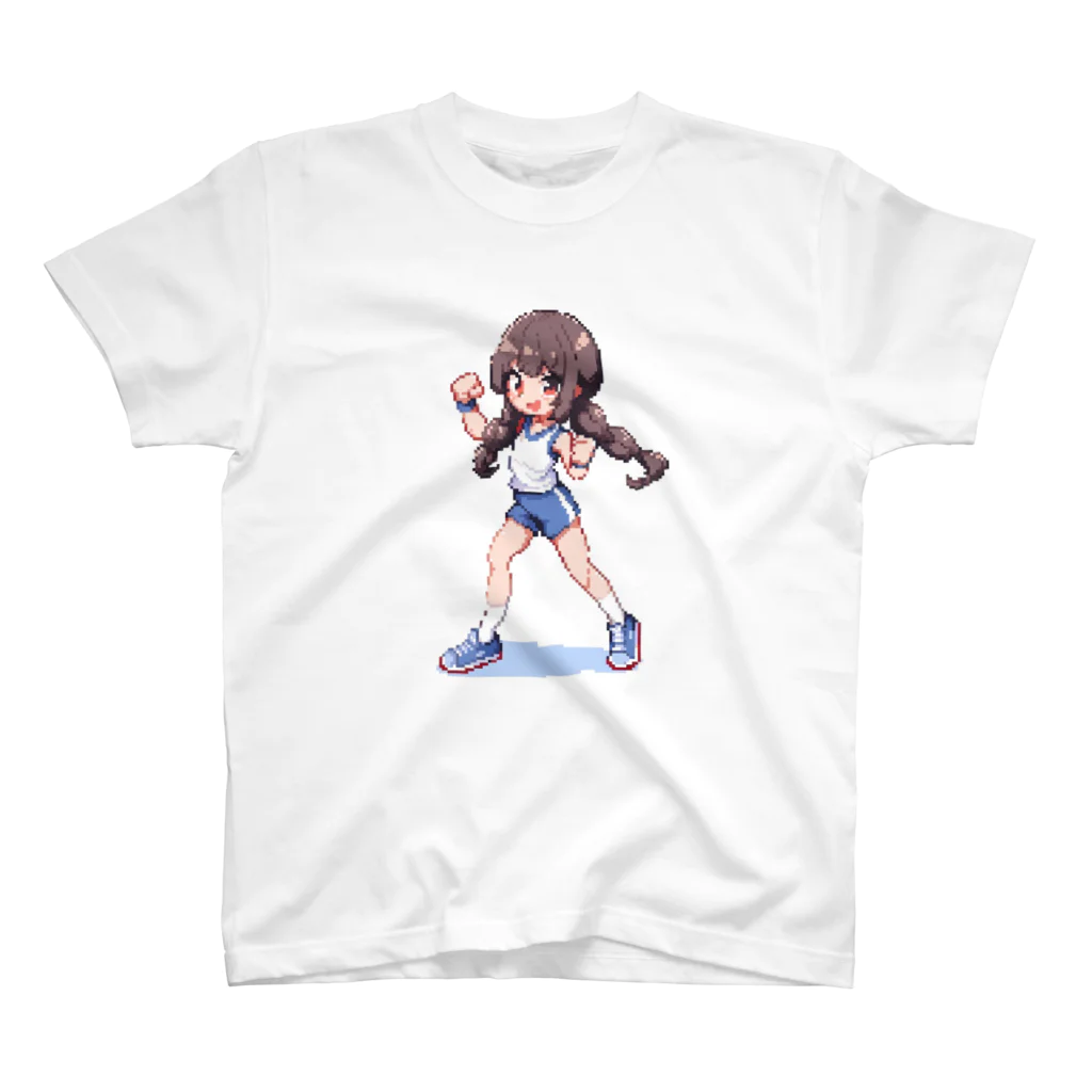 シロクマペンギンのドット絵体操服の女の子 スタンダードTシャツ