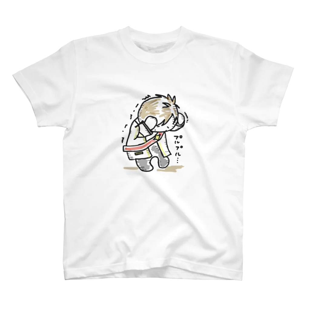 いちゅこデザしょっぷのエモート怯えるをする私のフレンドさん スタンダードTシャツ