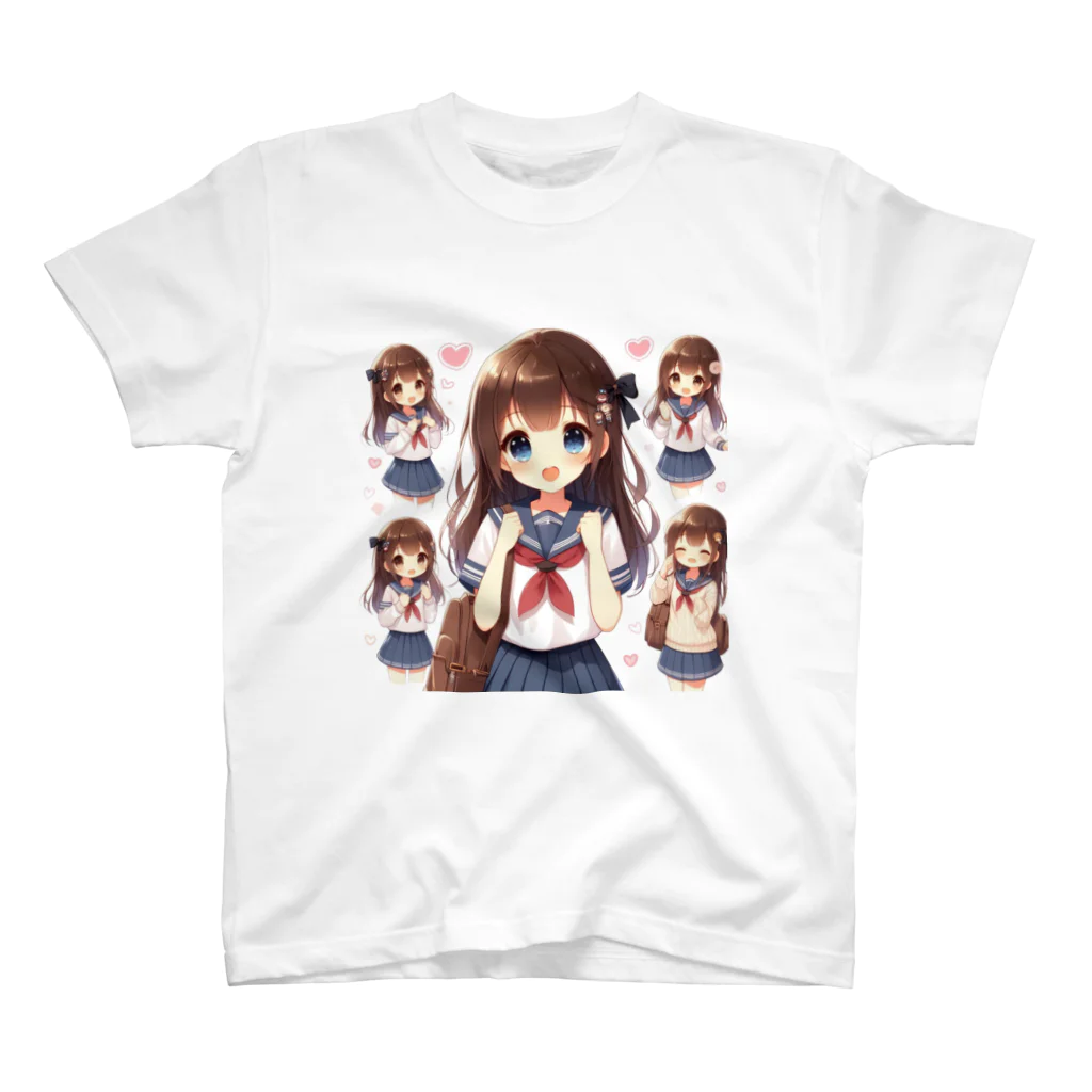 【AI】アルゴリズムアトリエ【デザイン】のAIが作った可愛い制服の女の子 スタンダードTシャツ