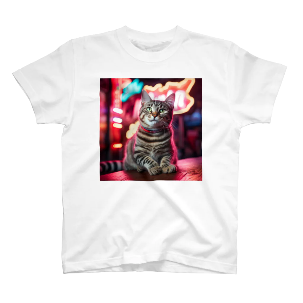 ネオンストリートANIMALのアメリカンショートヘア#3【ネオンストリートcat】 スタンダードTシャツ