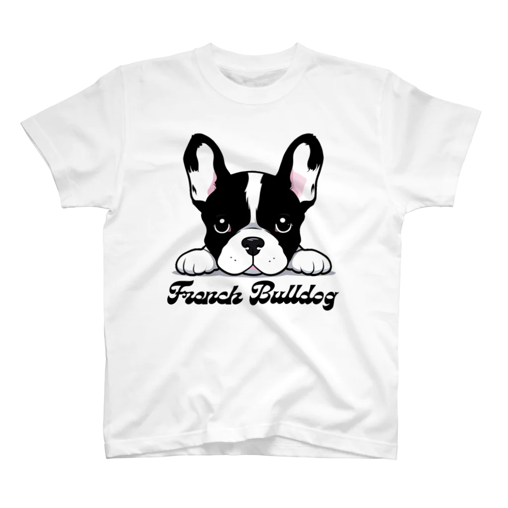 ファンシーTシャツ屋のフレンチブルドッグのかわいい子犬のポーズ スタンダードTシャツ