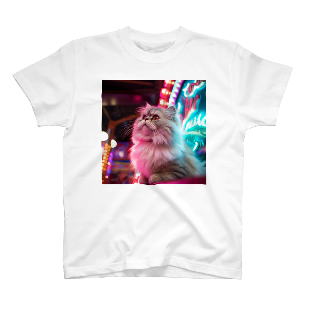 ネオンストリートANIMALのペルシャ猫#3【ネオンストリートcat】 スタンダードTシャツ