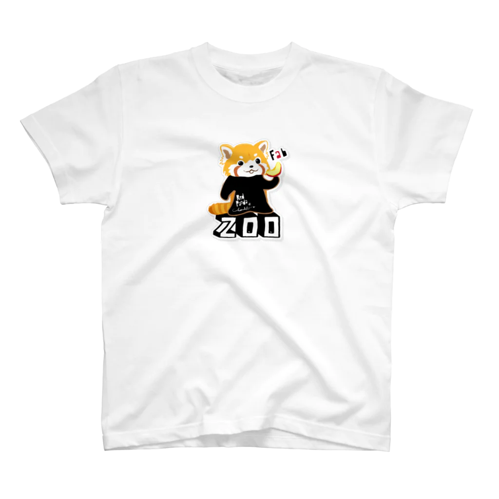 loveclonesのレッサーパンダ 0625 ZOOロゴ りんご大好き柄 スタンダードTシャツ