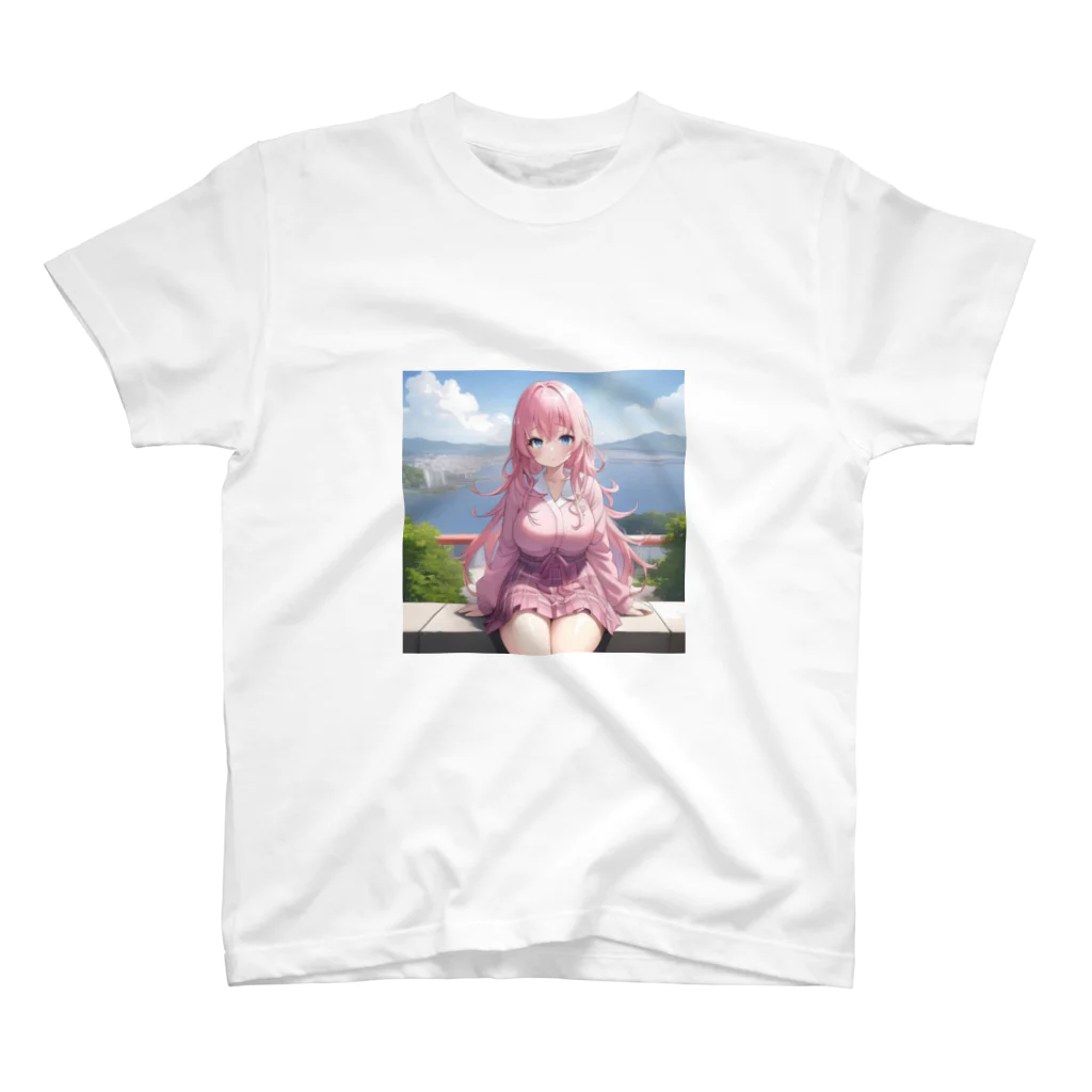 ゆう(AIイラスト)の旅行で記念写真 スタンダードTシャツ