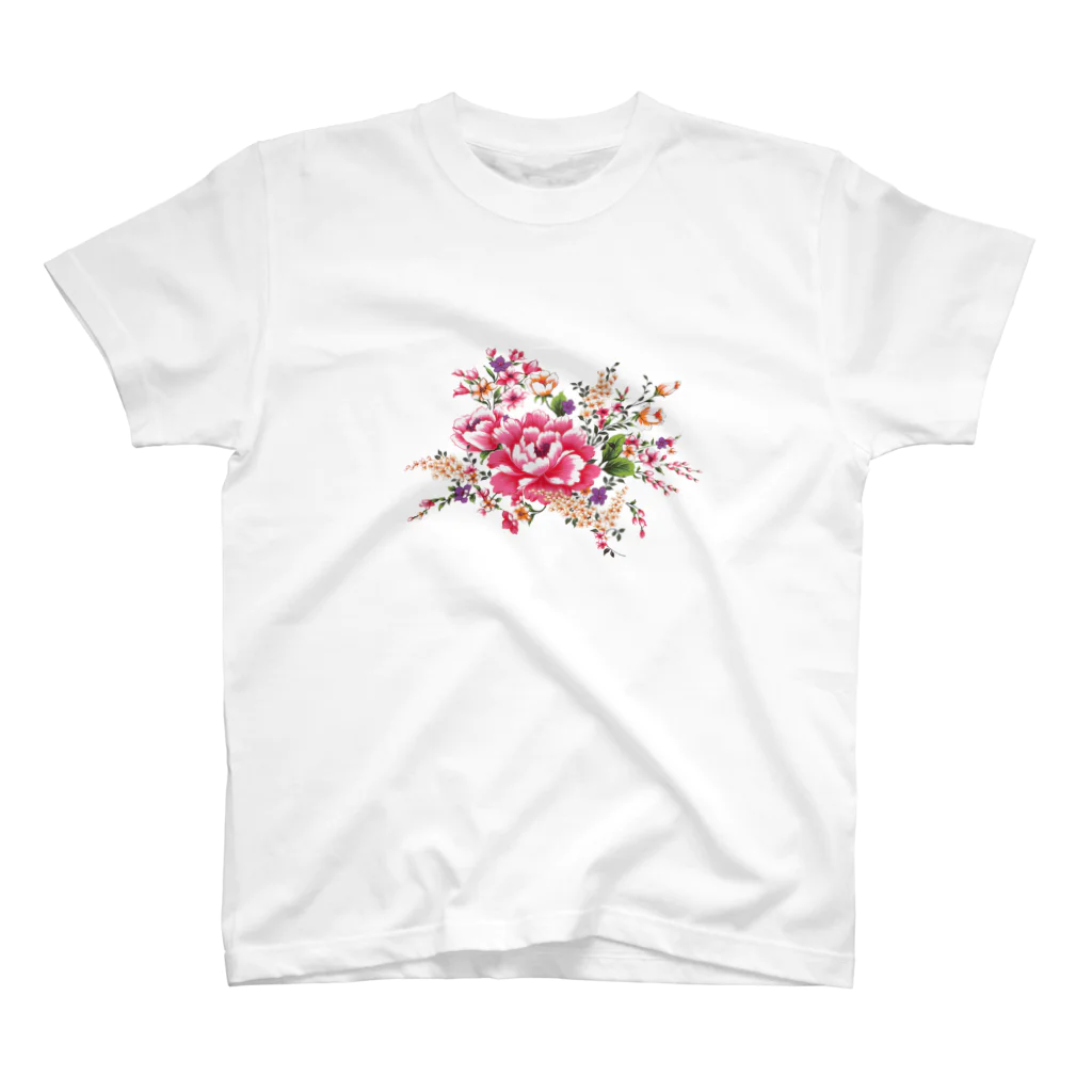 Love taiwanの台湾の伝統的な花柄 (牡丹ピンク) / スタンダードTシャツ Regular Fit T-Shirt