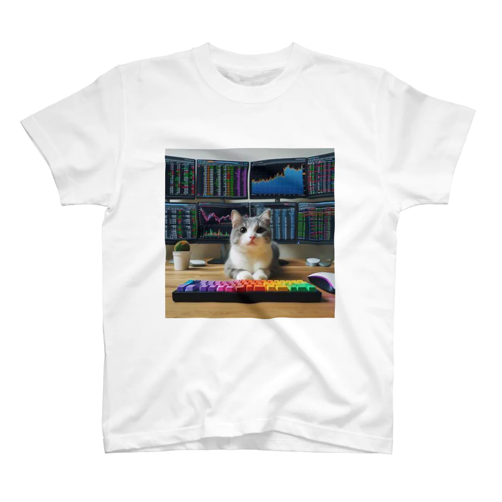 猫は癒やしの猫とデイトレード スタンダードTシャツ
