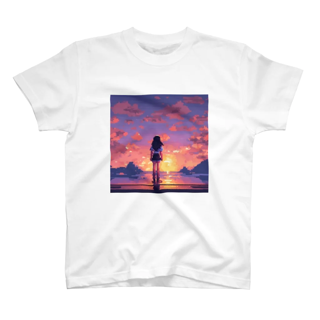 空が好きの夕日女の子② スタンダードTシャツ