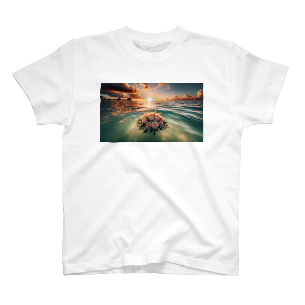 AIdependerの夕日 海 花束 3 Regular Fit T-Shirt