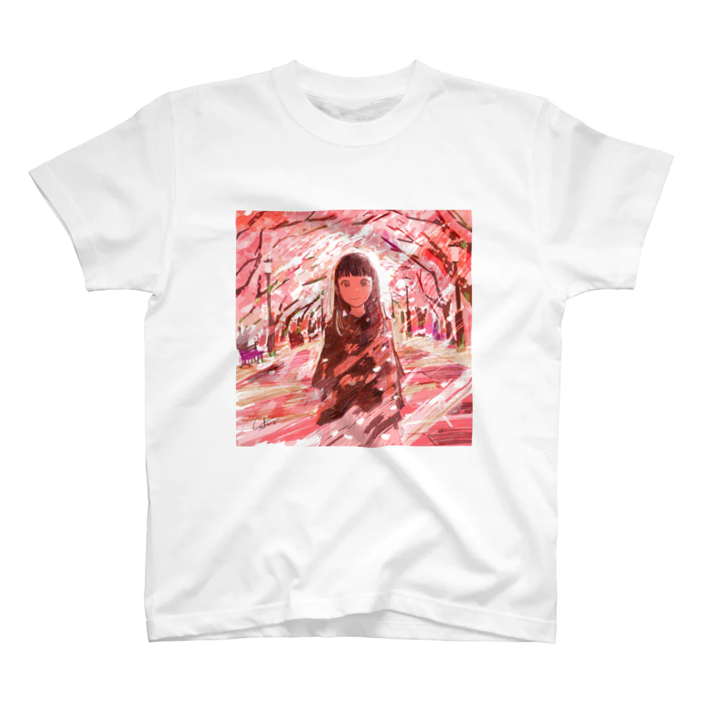 SANTABUNNY SUZURI SHOPの桜並木 Regular Fit T-Shirt