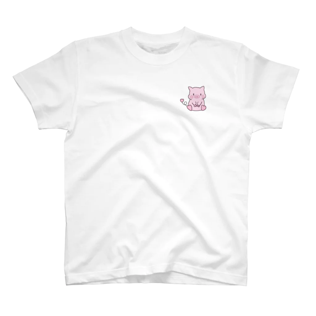 棚ぼたのハ～トぶた（♂） スタンダードTシャツ