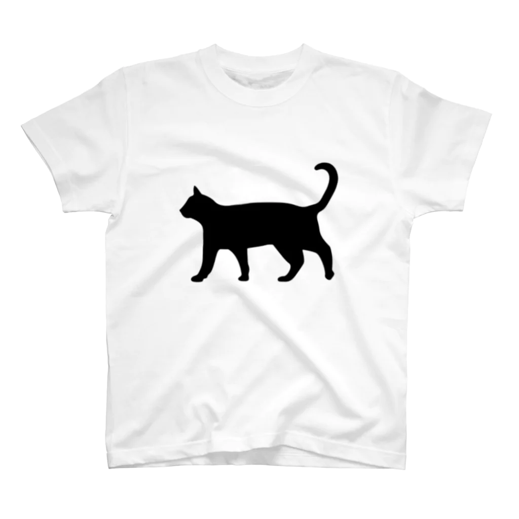 Teatime ティータイムの黒猫は見ていた　ねこ スタンダードTシャツ