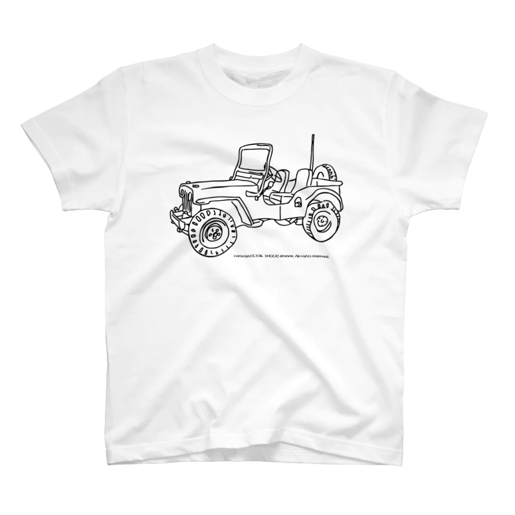 ファンシーTシャツ屋のJeep イラスト ライン画 Regular Fit T-Shirt