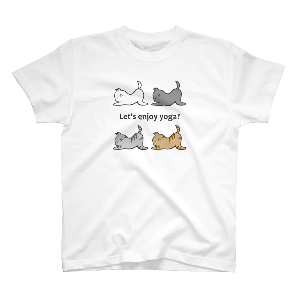 ヨコハマヤのヨガ猫伸びのポーズ スタンダードTシャツ