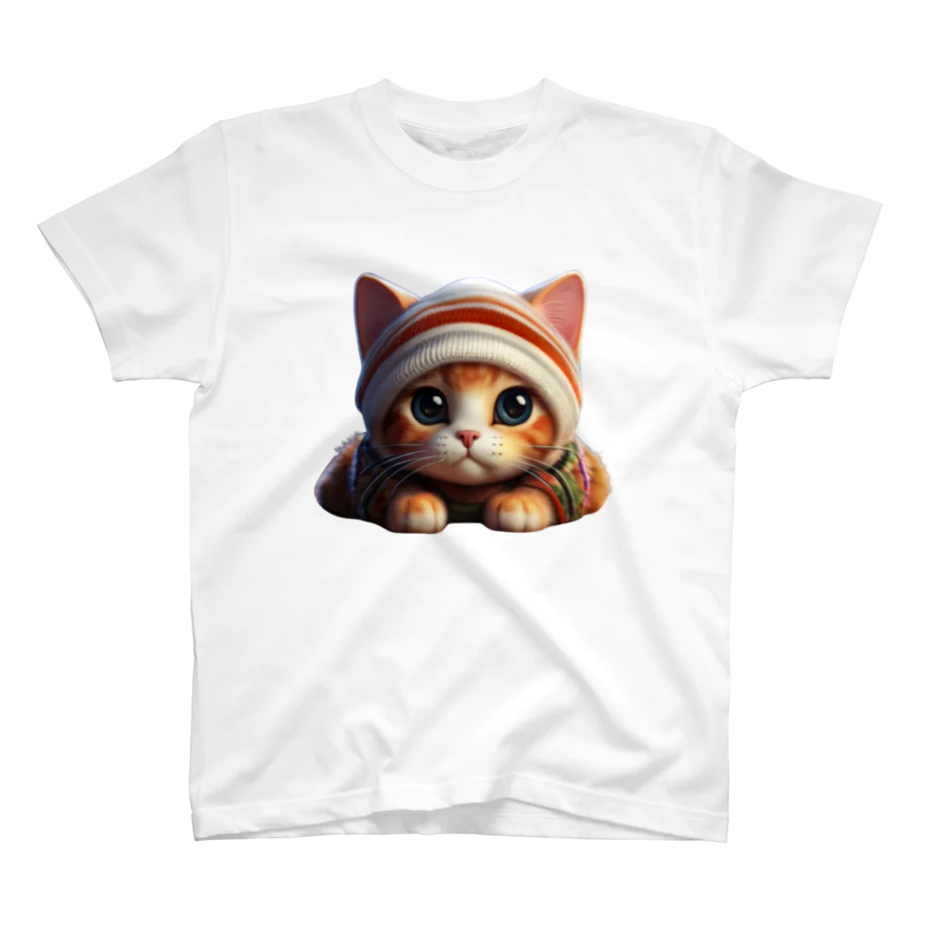 〜たけしゃんのお店〜の三毛猫とニット帽② スタンダードTシャツ