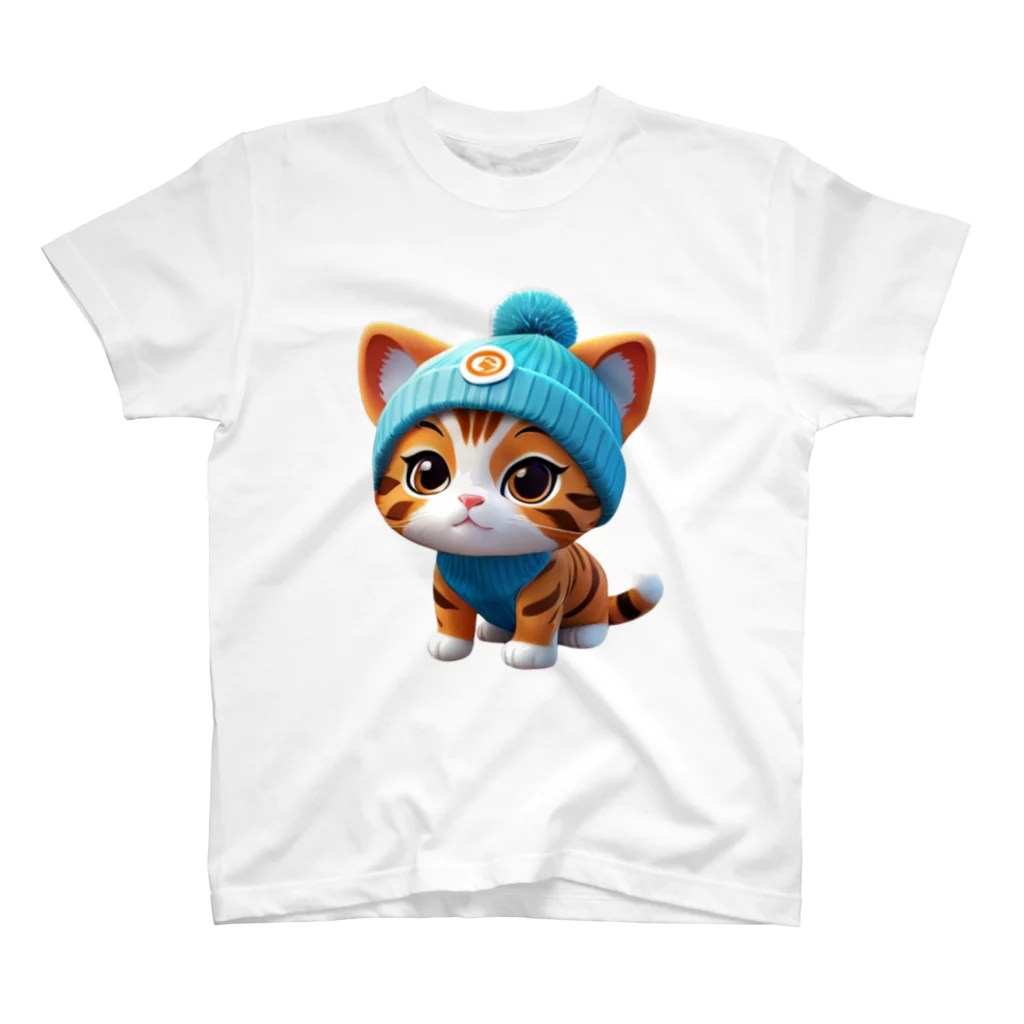 〜たけしゃんのお店〜のベンガルキャットとニット帽③ スタンダードTシャツ