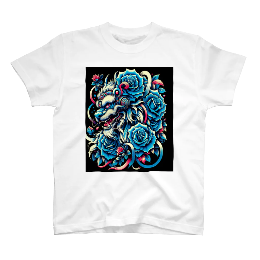 BlueOcean987の獅子舞と青い薔薇 スタンダードTシャツ