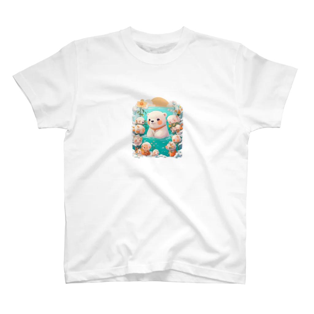 りんりんの可愛いシロクマちゃんショップ　かわいいよ！の水遊びをしている白熊 スタンダードTシャツ