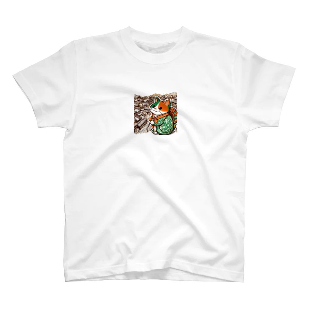 あずきば-あたりのおのぼり猫ベエ スタンダードTシャツ